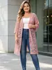 Cardigan de punto independiente europeo y americano para mujer con patrón de encaje calado, top holgado elegante, ropa para mujer de talla grande, otoño