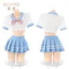 Lencería Sexy, Estilo Pure Love Schoolgirl, Dulce Conjunto de Uniforme JK de Dos Piezas que Muestra la Cintura, Uniforme Sexy de Falda Ultra Corta Pure Desire