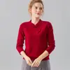 Suéter 100% Lã Outono Inicial Novo Estilo Chinês Botão Pulôver Cor Sólida Tricô Suéter Base Tricô Elegante Gola Alta para Mulheres