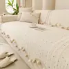 Almofada de sofá única em chenille cor creme, modelo novo 2026, adequada para todas as estações, com design fixo e antiderrapante, e capa temática de outono