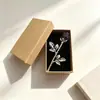 Enfeite de Rosa de Cristal para o Dia dos Namorados, Caixa de Presente de Metal Bicolor Dourado e Prateado Rosa Eterna, Artesanato Decorativo para Mesa