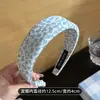 Diadema Ancha de Cuadros Azules y Lunares para Mujer, Diadema de Corona Alta, Pinza para el Cabello Versátil Estilo Universitario, Accesorio para el Cabello de Primavera y Verano