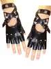 Guantes de Rendimiento para Hombres y Mujeres con Correas Largas de Cuerda y Remaches para Danza de Rendimiento Modelo Punk Pasarela Hip-Hop Cuero Nightclub Cos