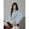 [Songming] Top de tricô redondo com gola redonda e estampa floral em fio colorido retrô, coleção de outono feminino, suéter Thirteen Rows de Guangzhou, J657C