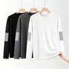 Camiseta de manga larga para hombre, capa interior de otoño para hombre, camiseta base elástica de corte holgado, camiseta estampada estilo coreano ins para hombre