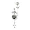 Pendientes de cruz de amor tridimensionales estilo princesa Lolita retro francesa con clip para la oreja, joyería integrada para mujer