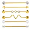 Conjunto de 6 Peças de Brincos Longos de Haste de Aço Inoxidável Mais Vendidos no Exterior, Piercings de Haste para Cartilagem da Orelha, Hastes Longas Estilo Ins para Hélice da Orelha, Duplo Piercing na Orelha, Em Estoque