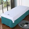 Sábana de belleza con agujero, sábana de algodón mercerizado poliéster-algodón antiarrugas para cama de masaje, spa y salón de belleza