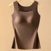 Camiseta sin mangas de seda helada sin costuras con sensación de segunda piel para mujer, con tirantes anchos, copas fijas, talla grande, adelgazante, ajuste ceñido