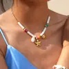 Accesorios de collar de acero inoxidable para mujer, cadena para la clavícula, pulsera con diseño de estrella de mar, accesorios versátiles para el uso diario en verano, venta al por mayor transfronteriza