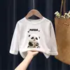 H2236# primavera e outono para meninos e meninas estampa de desenho animado novo estilo estrangeiro infantil outono novo casual T-shirt versátil