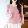Suéter clásico de nuevo estilo para uso diario, 100% lana, versátil y cómodo para usar en capas, suéter suave de cuello redondo para mujer, perfecto para otoño e invierno