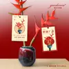 Pájaro de la Fortuna y la Prosperidad Etiqueta Flor de Nochevieja Strelitzia Gladiolo Amarilis Ciruelo de Invierno Tarjeta de Consejos de Mantenimiento Decoración de Tarjeta