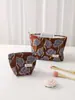 Bolsa de Cosméticos Morada con Flores Retro Frescas, Bolsa de Almacenamiento Portátil para Viaje, Bolso de Mano de Gran Capacidad, Neceser