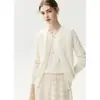 Cárdigan de cachemira 2026 otoño/invierno nuevo para mujer cuello redondo tres flores camisa base estilo lindo chaqueta de un solo botón