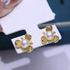 Acessórios DIY Brincos de pérola em prata de lei S925 suporte vazio para brincos brincos de flor doce brincos de prata 5-8mm