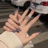 Armadura Dark Croheart Estilo Francês Removível Longa Alto Padrão Ins Desejo Puro Nail Art Patch de Unha Postiça