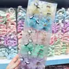 Pinza para el pelo de malla con lazo de color gelatina de moda para niños, linda horquilla de Gatito Kt con cerezas para niñas pequeñas, pinza de tiburón para estudiantes