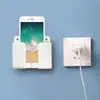 Soporte de caja de almacenamiento para carga de teléfono móvil montado en la pared, caja de almacenamiento para control remoto de TV y aire acondicionado, estante de pared sin perforaciones