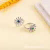 Exportación Transfronteriza Europea y Americana de Anillos de Moda con Diseño de Flor de Piedra Preciosa de Color Brillante con un Toque de Alta Gama, Stock Listo del Fabricante en Amazon