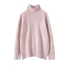 Suéter Casual Holgado de Cachemir para Mujer Otoño e Invierno, Cuello Alto Medio, Engrosado, Tejido de Punto de Cachemir Estilo Perezoso