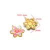 Nuevo Colgante de Flor Gota de Aceite de Acero Inoxidable con Piedras Preciosas DIY Collar Pulsera Pendientes Accesorios de Joyería Venta al por Mayor Transfronteriza
