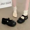 Zapatos de Cuero con Encaje y Moño para Niñas 2026 Primavera Verano Nuevos Moda Infantil Versátiles Zapatos Casuales Mary Janes de Perla