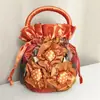 Mini Bolsa Pequena com Cordão Estilo Étnico Flor Pequena Tecido Muda Bolsa de Mão Doce Cor de Doce Bolsa Pequena Feita à Mão
