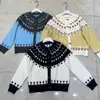 Cárdigan con Capucha Jacquard de Punto Grueso Fair Isle LEKA con Botones de Cuerno, Suave y Holgado, Ropa de Abrigo Versátil y Cálida
