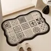 Alfombrilla de Piso de Barro de Diatomeas Floral Retro para Baño Inodoro Almohadilla para Pies Absorbente de Agua Puerta de Entrada del Inodoro Alfombrilla Resistente a la Suciedad Antideslizante