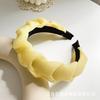 Diadema Trenzada de Gasa Celebridad de Internet Nueva Fresca Color Sólido Diadema Vintage Lavado de Cara Borde Ancho Hebilla de Acabado Accesorios para Cabello Roto