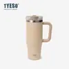 TYESO/2026 Nueva Taza Cerámica de Acero Inoxidable con Popote Plegable para Beber Directamente, Taza de Hielo Portátil de Doble Capa de Doble Uso