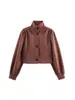 Punto de Exportación Transfronteriza Otoño e Invierno 2025 Nuevo Estilo de Bloguera Ins de Mujer Chaqueta plisada de imitación ante