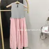 Vestido de Verano sin Mangas con Retazos Estilo Coreano para Niñas, Vestido de Longitud Media, Falda Abullonada de Cintura Alta, Vestido Largo Tipo Chaleco Estilo Vacaciones, Exportación