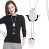 Cadena Larga para Suéter, Collar de Lujo Ligero y de Alta Gama para Mujer, Accesorio de Borla Moderno y Versátil, Colgante Simple de Perla que No se Desvanece