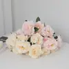 Buquê de Flores Artificiais de Peônia Estilo Europeu com 5 Cabeças para Decoração de Cena, Peônias Artificiais Realistas de Alta Qualidade para Celebrações