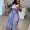 Ropa de Mujer Transfronteriza Europea y Americana Verano 2026 Nuevo Estilo Sexy y Elegante Hueco Rayas Azules Cintura Alta Sin Mangas Vestido para Mujer