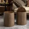 Cesta de Papel de Venta Directa con Doble Juego de Cubos de Basura Domésticos de Gran Capacidad, Nuevo Estilo Diseño Retro Madera para Cocina y Sala de Estar