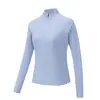 Sudadera de cuello alto para mujer, primavera y otoño, manga larga, corte ajustado, media cremallera, transpirable, para ocio al aire libre