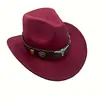 Sombrero de Fieltro de Ala Enrollada de Vaquero Occidental, Superventas Transfronterizo, Sombrero de Fieltro de Lana para Todas las Estaciones, Sombrero de Jazz Unisex de Ala Curva