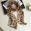 Nuevo Pañuelo de Seda con Impresión de Alta Gama, Diadema Coreana Simple de Puntos Relajada y Multiusos, Estampado de Leopardo, Procesamiento de Cinta Dulce y Fresco y Personalización