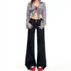 Calça Jeans Wide Leg Azul Escuro para Mulheres, Novo Estilo Verão 2026, Cintura Alta, Caimento Solto, Emagrecimento, Fina, Corte Reto, Fluida, Calça Comprida