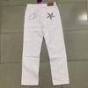 Traje de Mezclilla Blanco Alcatraz Chaqueta Vaquera Estilo Western Pantalones Cortos Sueltos Marca de Moda
