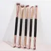 Set de 5 Brochas de Maquillaje Doble Cara Transfronterizo, Brocha para Base y Rubor, Brocha de Contorno de Tres Colores con Cerdas Suaves, Brocha para Polvo Suelto, Herramientas de Belleza de Comercio Exterior