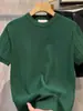 Nueva Camisa de Punto de Manga Corta con Cuello Redondo de Verano para Hombre, Camiseta de Negocios Ajustada de Seda de Hielo, Venta al por Mayor Transfronteriza