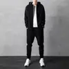 Conjunto de cárdigan deportivo casual para hombre Primavera y Otoño Nuevo Holgado con Capucha Cremallera Suéter Conjunto de Dos Piezas