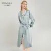 Robe de seda pesada de 19 mm para mulheres, 100% seda de amoreira, comprimento médio, adequado para comércio transfronteiriço, pode ser usado fora de casa como roupa de casa ou roupão de manhã