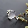 Adornos de Plata Nafoge al por Mayor Incrustados con Polvo de Piedra Natural Anillo de Plata de Ley para Mujer Plata de Ley 925 Anillo Abierto Vintage