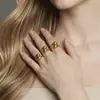 Misterio y Elegancia: Nuevo Anillo de Acero Inoxidable Hueco con Diseño Europeo y Americano Transfronterizo, Forma de Gota de Agua Abierta para Dedo Índice con Recubrimiento de Oro PVD, Accesorio de Mano de Moda y Único