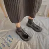 Zapatos de Cuero con Cordones, Planos, Punta Redonda, Estilo Lolita JK Uniforme Estudiante para Mujer, Otoño 2025, Nuevo Estilo Coreano, Versátiles